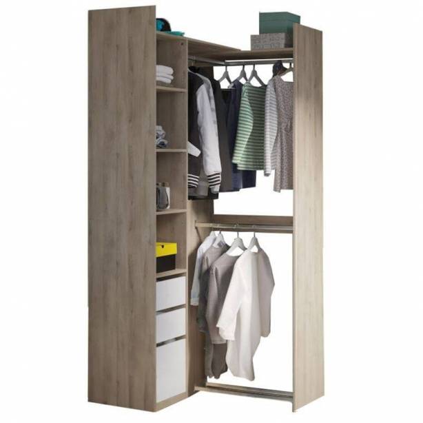 Vestidor con cajones Melamina Madera claro - Blanco 142x218x84