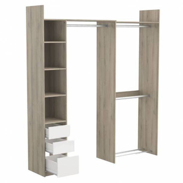 Vestidor con cajones Melamina Madera claro - Blanco 142x218x84