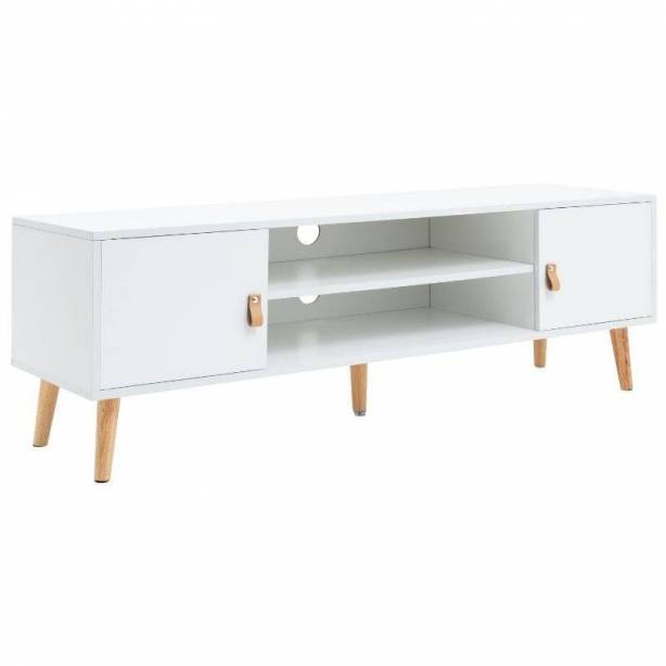 Mueble TV Melamina - Madera Blanco - Madera claro 140x45x40