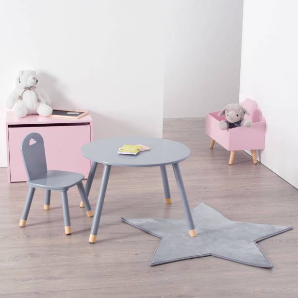 Mesa infantil Melamina - Madera Gris - Madera Claro 60x44x60