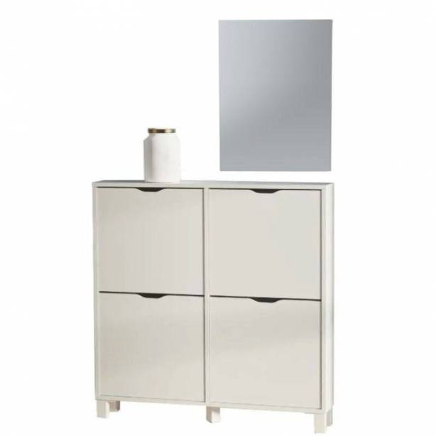 Mueble de entrada Melamina - Cristal Blanco 97x17