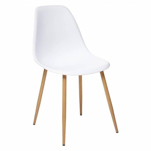 Silla PVC - Metal Blanco - Madera claro 46x86x52