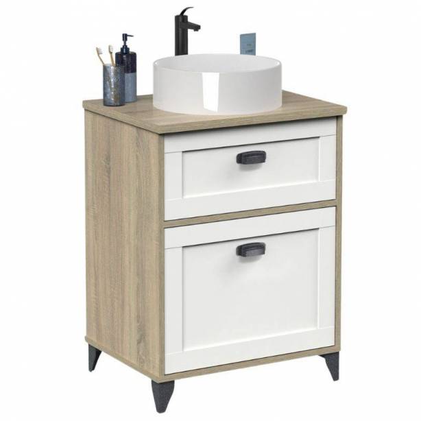 Mueble baño con lavabo Melamina y Madera 30x135x30