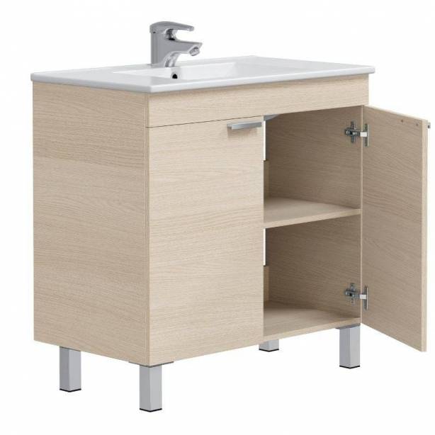 Mueble baño con lavabo Melamina Madera claro 80x80x45