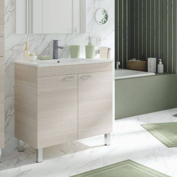 Mueble baño con lavabo Melamina Madera claro 80x80x45