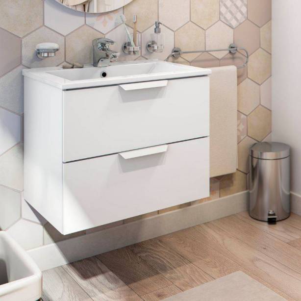 Mueble baño con lavabo Melamina Blanco 60x50x45