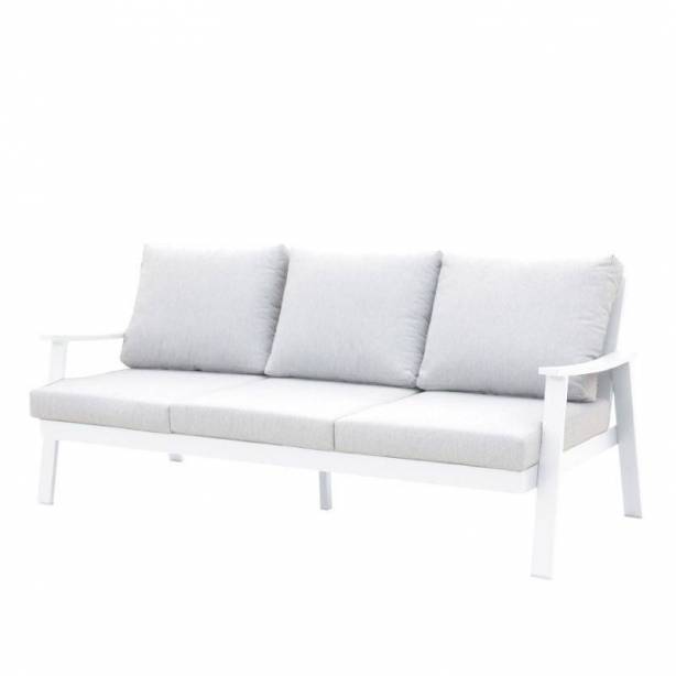 Conjunto 1 Sofá 2 Sillones y mesa de centro exterior Aluminio Blanco - Gris