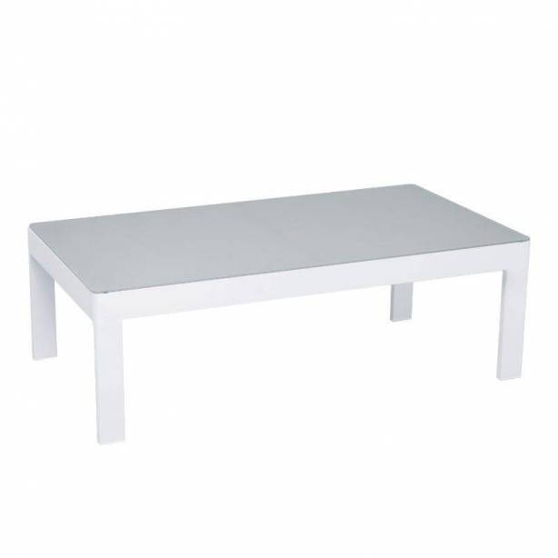 Conjunto 1 Sofá 2 Sillones y mesa de centro exterior Aluminio Blanco - Gris