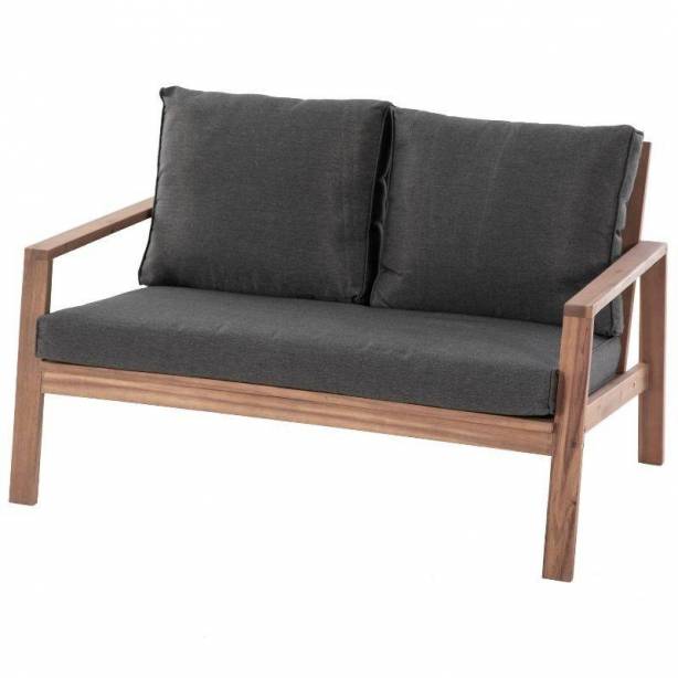 Conjunto 1 Sofá 2 Sillones y mesa de centro exterior Madera Marrón