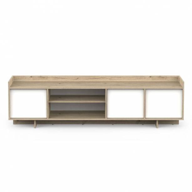 Mueble TV Melamina Blanco - Madera claro 180x44x45