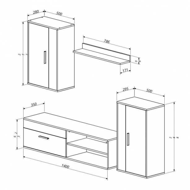 Pack muebles Salón Melamina Blanco - Madera claro