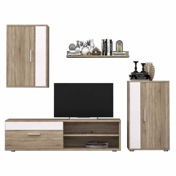 Pack muebles Salón Melamina Blanco - Madera claro