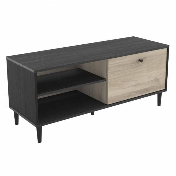 Mueble TV Melamina Madera claro - Negro 110x48x39