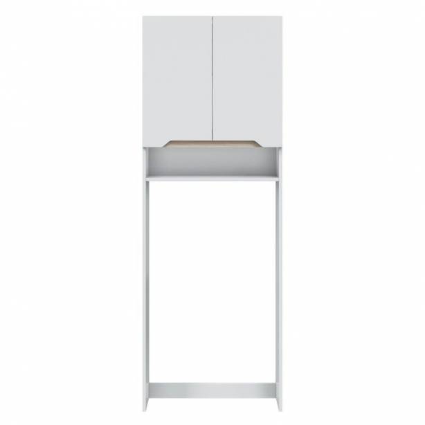 Mueble auxiliar baño Melamina Madera claro - Blanco 63x180x23