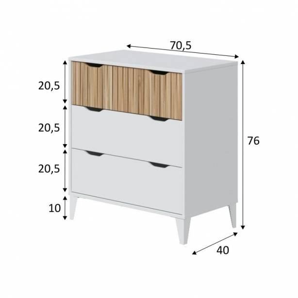 Dormitorio matrimonio Melamina Blanco - Madera claro