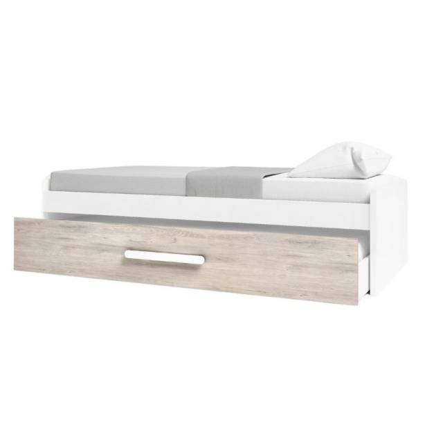 Cama nido Melamina Blanco - Madera claro 202x51x100