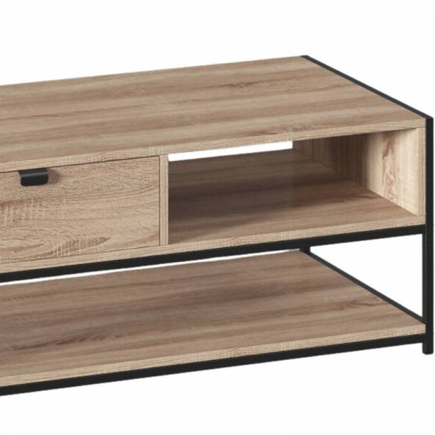 Mesa de centro Acero Negro - Madera Claro 100x50x40