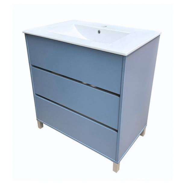 Mueble baño con lavabo Melamina Azul 82x90x47