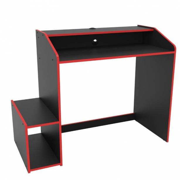 Mesa Gamer Melamina Negro - Rojo 116x90x53