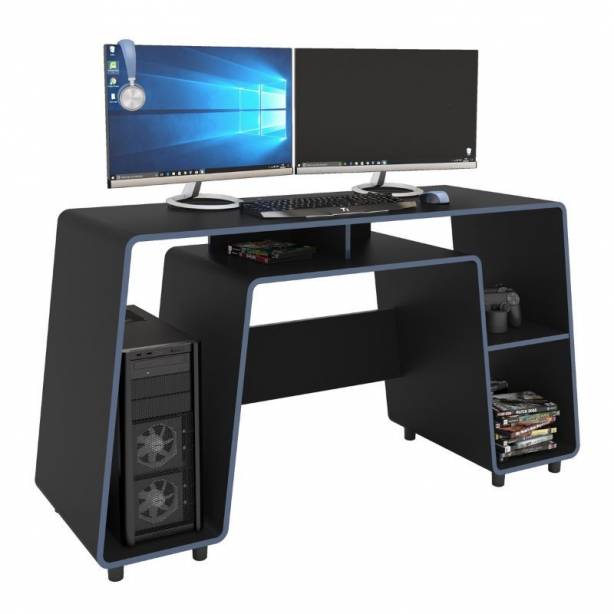 Mesa Gamer Melamina Negro - Azul 150x83x53