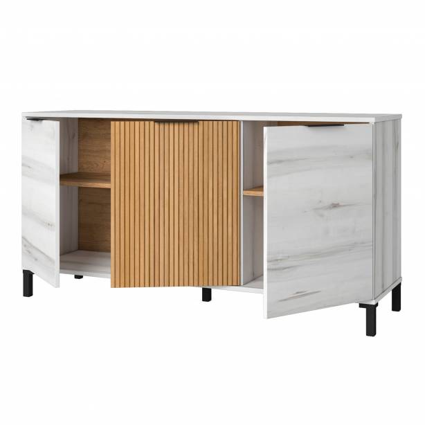 Pack muebles Salón Melamina Blanco - Madera claro