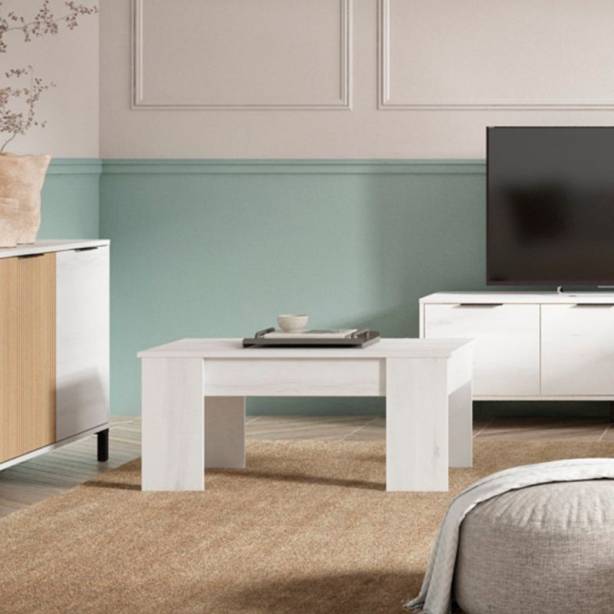 Mesa de centro elevable Melamina Blanco 100x45x50