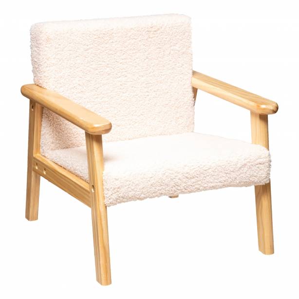 Silla infantil Madera y Tela Beige 43x46x43