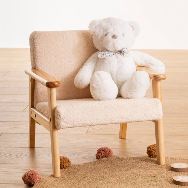 Silla infantil Madera y Tela Beige 43x46x43