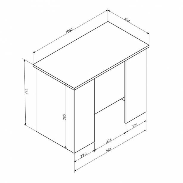 Escritorio oficina Melamina Gris - Madera Claro 100x77x55