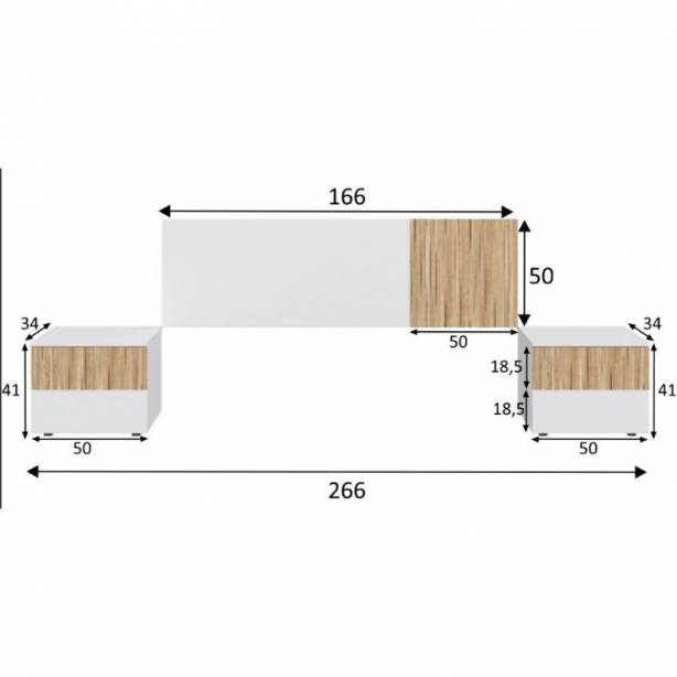 Dormitorio matrimonio Melamina Blanco - Madera claro