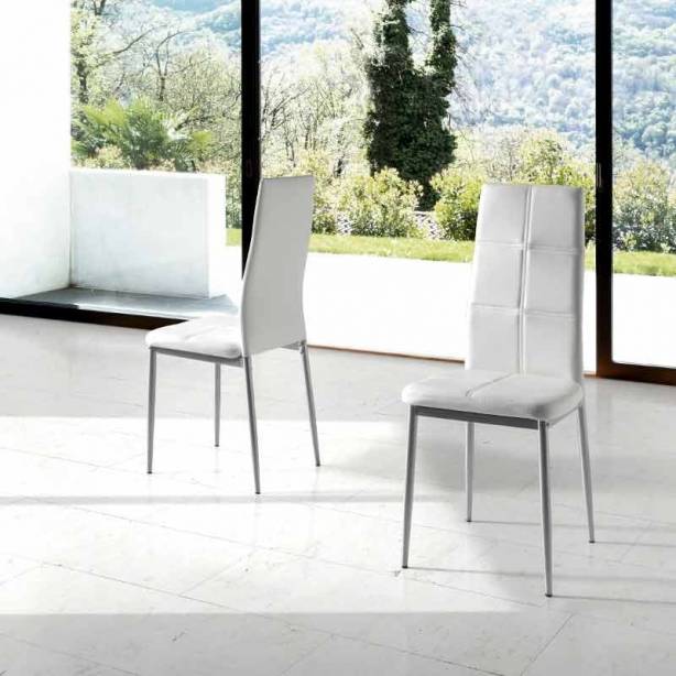 Silla Polipiel - Metal Blanco - Gris 42x98x47