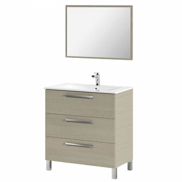 Mueble baño con lavabo Melamina Madera claro 80x86x45