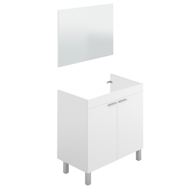 Mueble baño con lavabo Melamina - Acero Blanco 80x80x45