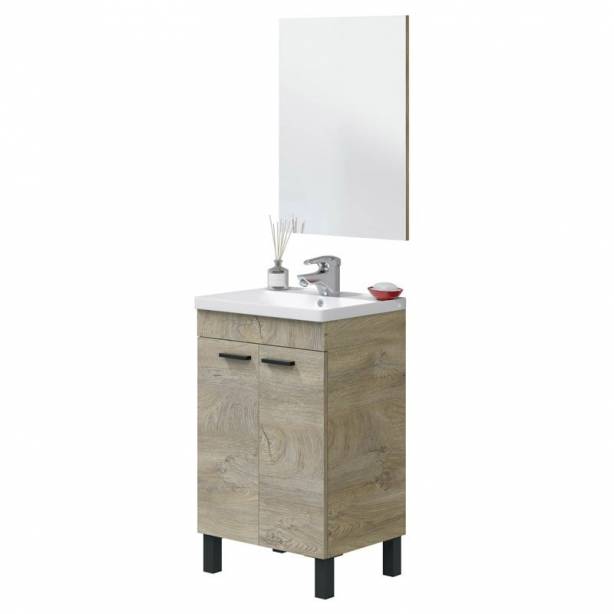 Mueble baño con lavabo Melamina Madera claro 50x80x40