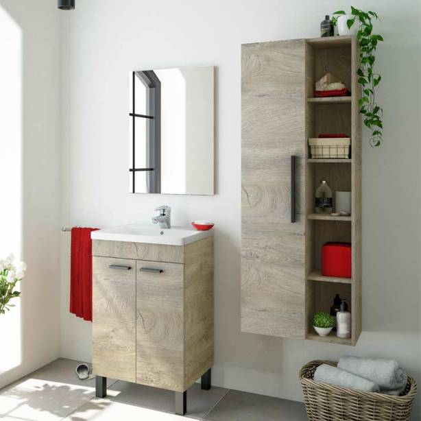 Mueble baño con lavabo Melamina Madera claro 50x80x40