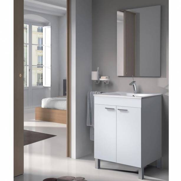 Mueble baño con lavabo Melamina Blanco 60x80x45