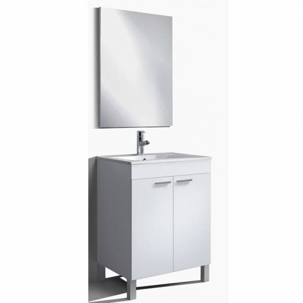 Mueble baño con lavabo Melamina Blanco 60x80x45