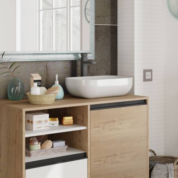 Mueble baño con lavabo Cerámica Blanco 46x14x32