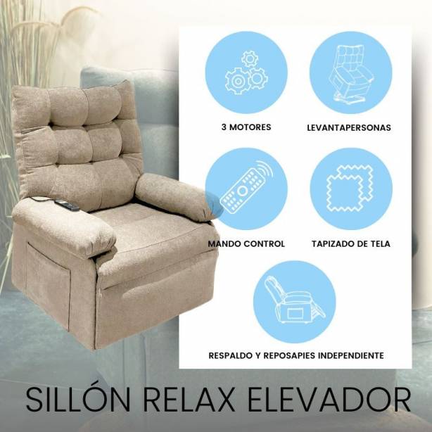 Sillón eléctrico reclinable tela beige