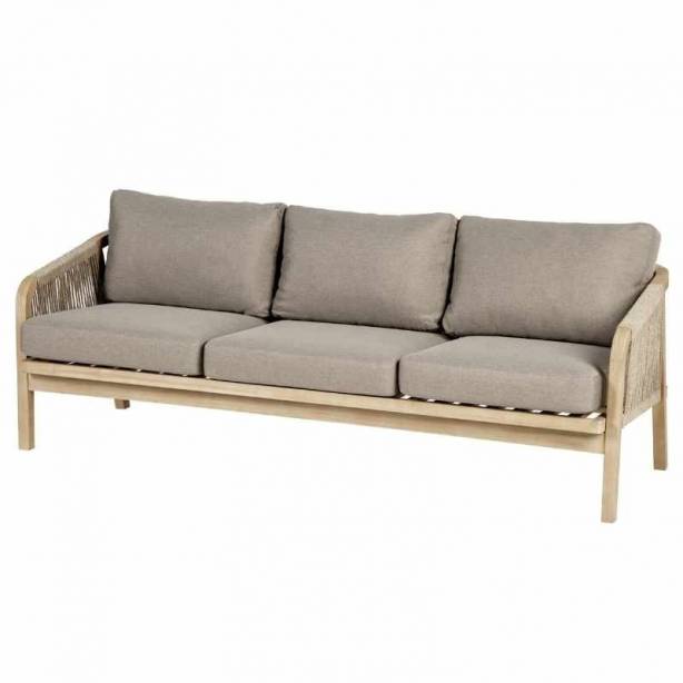 Conjunto 1 Sofá 2 Sillones y mesa de centro exterior Madera Madera claro