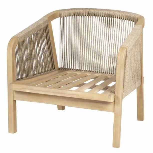 Conjunto 1 Sofá 2 Sillones y mesa de centro exterior Madera Madera claro