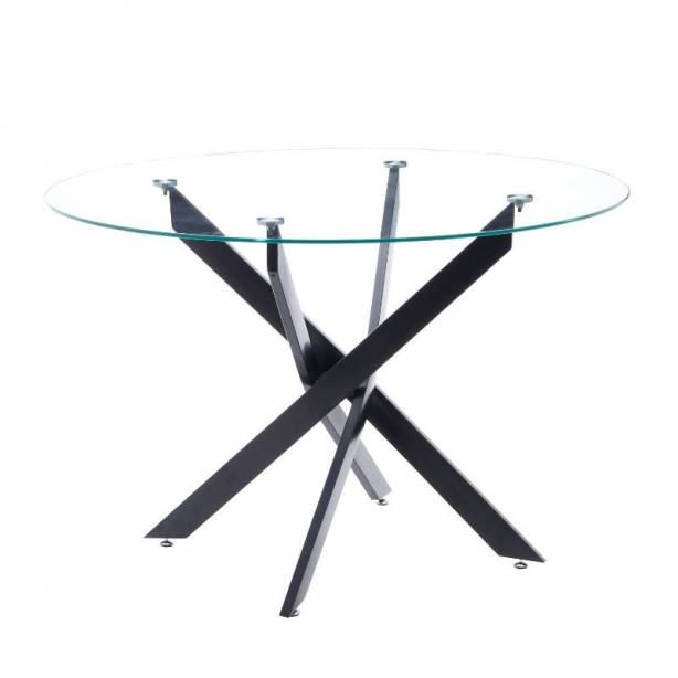 Mesa comedor Cristal - Metal Negro 110x74x110