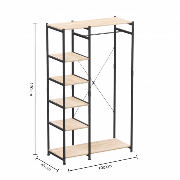 Vestidor Melamina Negro - Madera Claro 100x169x40