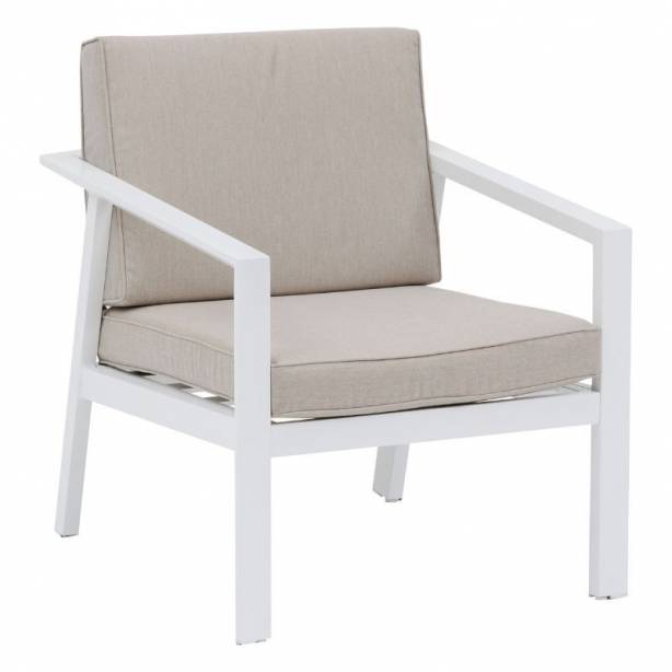 Conjunto 1 Sofá 2 Sillones y mesa de centro exterior Aluminio Blanco