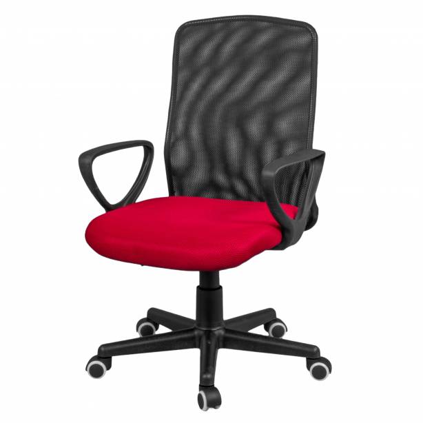 Silla escritorio Tela Negro - Rojo 59x89x55