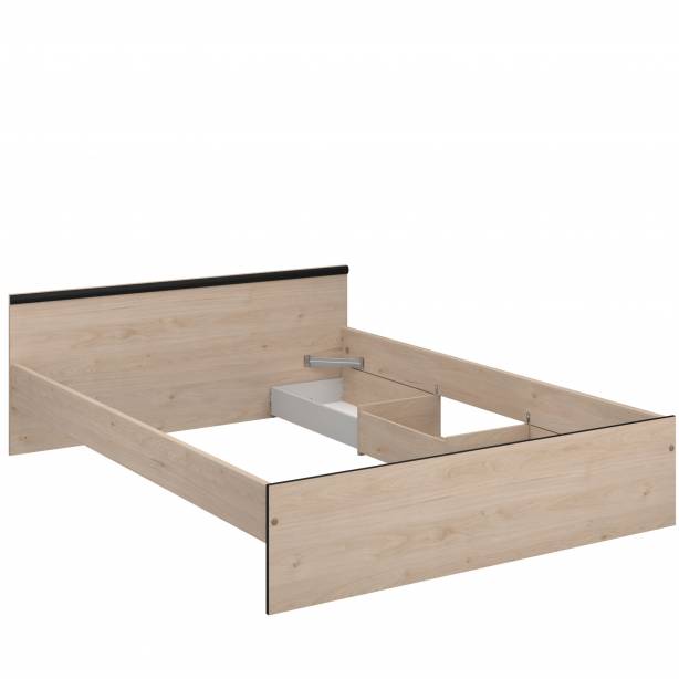 Cama Juvenil Melamina Madera claro - Negro 146x59x193